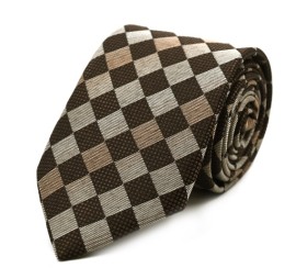 Kahve Bej Kareli Kravat 32155