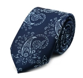 Lacivert Mavi Şal Desenli Kravat 32157