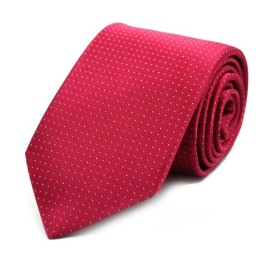 Fuşya Beyaz Özel Dokuma Küçük Noktalı Kravat 32160