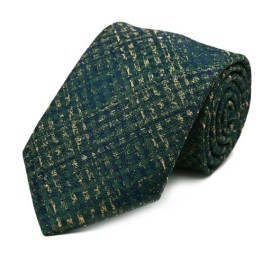 Yeşil Lacivert Bej Melanj Ekoseli Kravat 32163