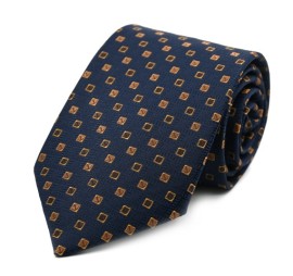 Lacivert Hardal Sarı Küçük Kare Desenli Geniş Kravat 32167