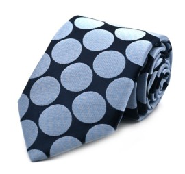 Lacivert İndigo Mavi Özel Dokuma Puantiyeli Kravat 32175