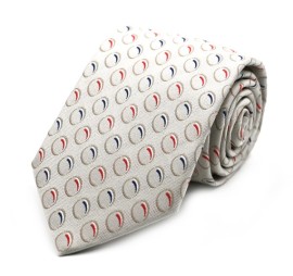 Beyaz Kırmızı Lacivert Özel Puantiye Desenli İpek Kravat 32181