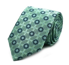 Mint Rengi Lacivert Özel Dokuma Özel Desenli Kravat 32201