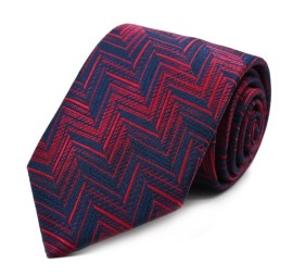 Kırmızı Lacivert Özel Dokuma Özel Desenli Kravat 32213