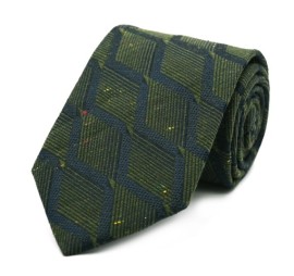 Soft Yeşil Lacivert Özel Desenli Yünlü Kravat 32377