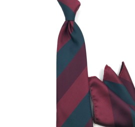Mürdüm Bordo Lacivert Çizgili Mendilli Kravat 32481