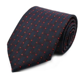 Lacivert Bordo Kırmızı Soft Turuncu Küçük Desenli Geniş Kravat 32504