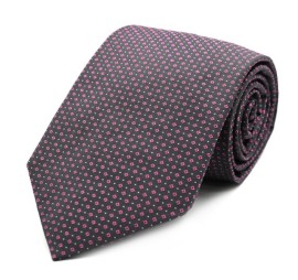 Gri Pembe Küçük Desenli İpek Kravat 32549