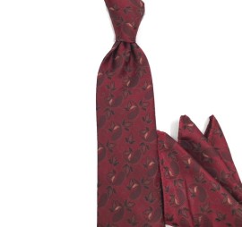 Bordo Kahve Çiçek Desenli Kravat 32563