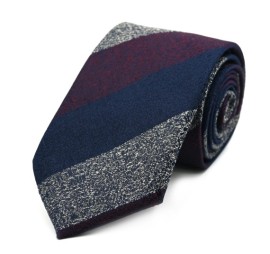 Lacivert Bordo Gri Çizgili Kravat 32610