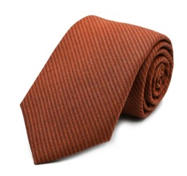 Soft Kiremit Turuncu Çizgili Sade Yün Kravat 32726