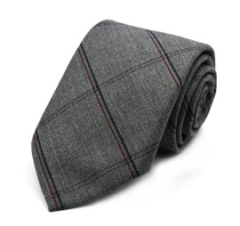 Gri Lacivert Bordo Ekoseli Yün Kravat 32728