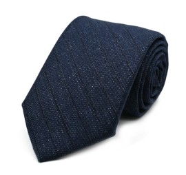 Lacivert Kırçıllı Siyah Çizgili Yün Kravat 32729