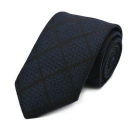 Lacivert Siyah Kareli Ekose Yün Kravat 32734