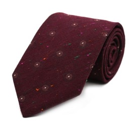 Bordo Mürdüm Kırçıllı Küçük Desenli Yünlü Kravat 8 cm Klasik Standart Stil %60 Mikro %40 Yün 32735