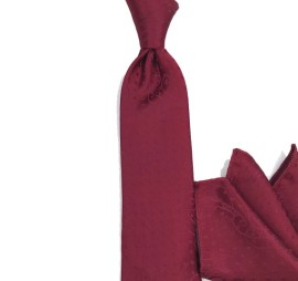 Bordo Kendinden Özel Desenli Mendilli Kravat 33371