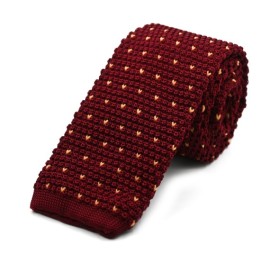 Bordo Sarı Küçük Desenli Örgü Kravat 33889