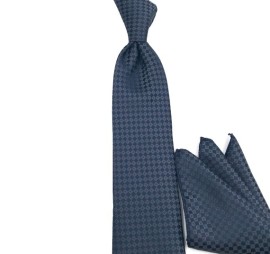 Lacivert Gri Bordo Küçük Desenli Mendilli Kravat 33907
