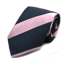 Lacivert Pembe Özel Çizgili Özel Dokuma Kravat 33908