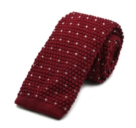 Bordo Beyaz Küçük Desenli Örgü Kravat 33949
