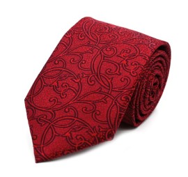 Bordo Kırmızı Özel Desenli Kravat 33978