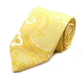 Soft Sarı Krem Özel Desenli Özel Dokuma Kravat 34183