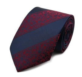 Bordo Lacivert Modern Çizgili Özel Desenli Kravat 34259