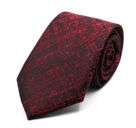 Bordo Kırmızı Siyah Silüet Desenli Kravat 34289