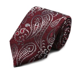 Bordo Beyaz Gri Şal Desenli Kravat 34298
