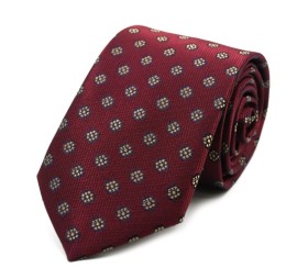 Bordo Lacivert Bej Küçük Desenli Kravat 34425