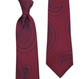 Bordo Lacivert Şal Desenli Kravat 34461