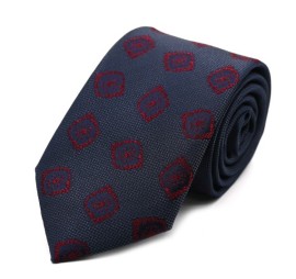 Soft Lacivert Bordo Özel Kare Desenli Kravat 34507
