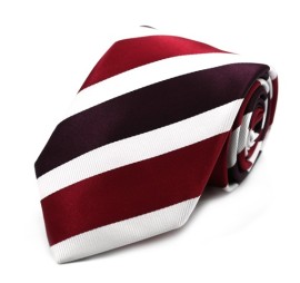Bordo Mürdüm Beyaz Modern Çizgili Özel Dokuma Kravat 34567