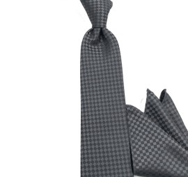 Gri Küçük Desenli Bordo Noktalı Mendilli Kravat 34607