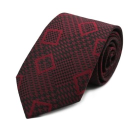 Bordo Siyah Ekose Kareli Kravat 34709