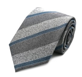 Soft Gri Mavi Melanj Çizgili Kravat 34750