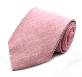 Soft Pembe Düz Sade Keten İpek Kravat 34783