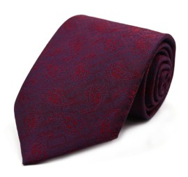 Lacivert Bordo Şal Desenli Geniş Kravat 34792