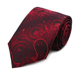 Siyah Bordo Kırmızı Şal Desenli Kravat 34821 