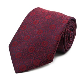 Bordo Lacivert Özel Desenli Özel Dokuma Kravat 34853