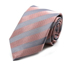 Soft Pembe Gri Özel Çizgili Kravat 34863