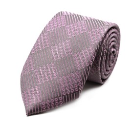 Gri Pembe Özel Desenli Kravat 34916