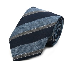Lacivert Mavi Gri Modern Çizgili Kravat 34983