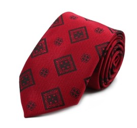 Kırmızı Siyah Özel Desenli Kravat 35036