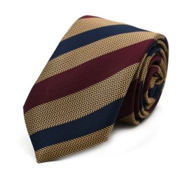 Lacivert Bordo Sarı Modern Çizgili Orta-İnce Kravat 35116