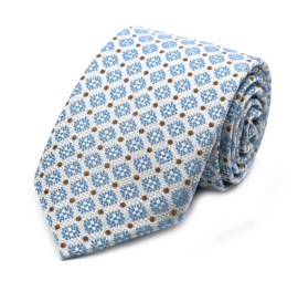 Soft Mavi Kahve Küçük Desenli Kravat 35117