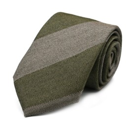 Soft Yeşil Bej Modern Çizgili Yün Kravat 35109