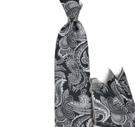 Siyah Gri Şal Desenli Kravat 21430